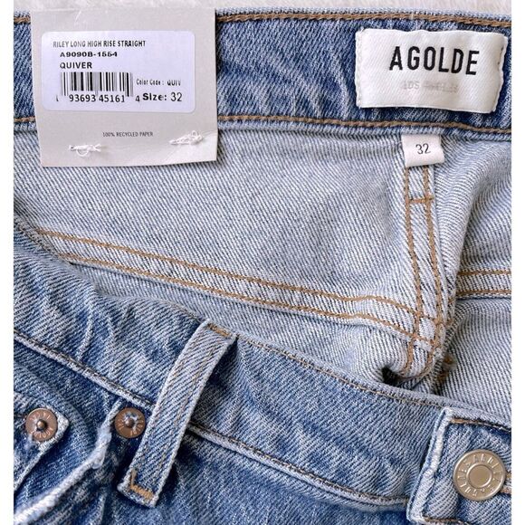 NWT AGOLDE Riley Long High Rise Straight Jeans in Quiver, Size 32 - Picture 14 of 16